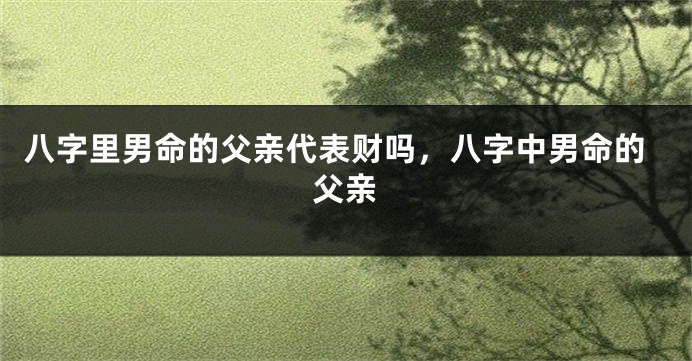 八字里男命的父亲代表财吗，八字中男命的父亲