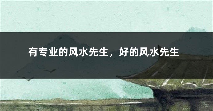 有专业的风水先生，好的风水先生