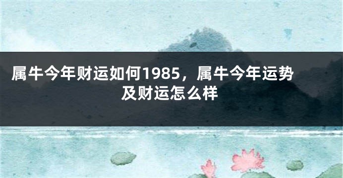 属牛今年财运如何1985，属牛今年运势及财运怎么样