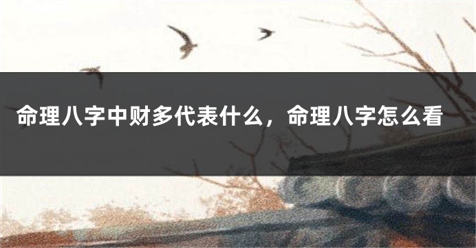 命理八字中财多代表什么，命理八字怎么看