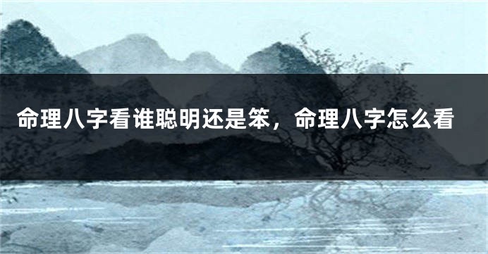 命理八字看谁聪明还是笨，命理八字怎么看