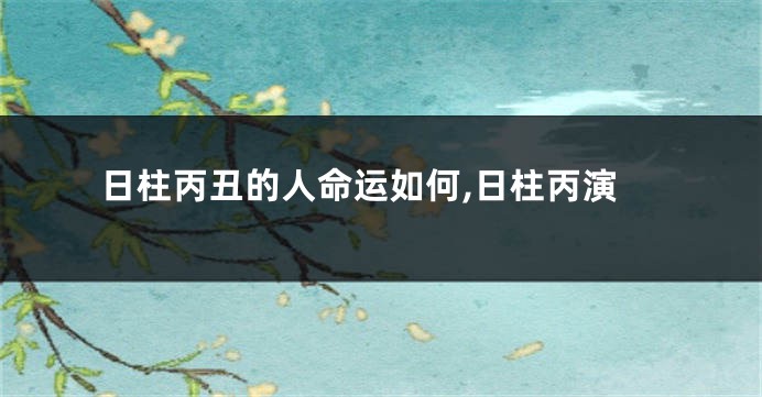 日柱丙丑的人命运如何,日柱丙演