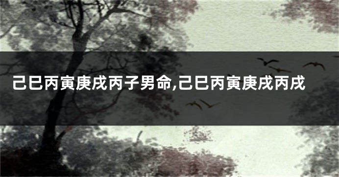 己巳丙寅庚戌丙子男命,己巳丙寅庚戌丙戌