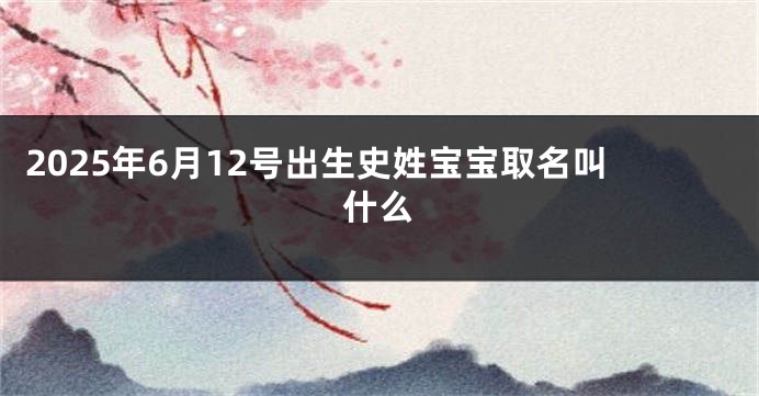 2025年6月12号出生史姓宝宝取名叫什么