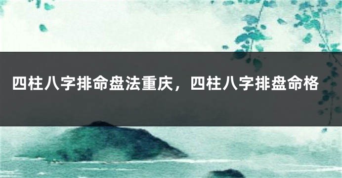 四柱八字排命盘法重庆，四柱八字排盘命格