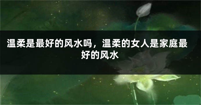 温柔是最好的风水吗，温柔的女人是家庭最好的风水