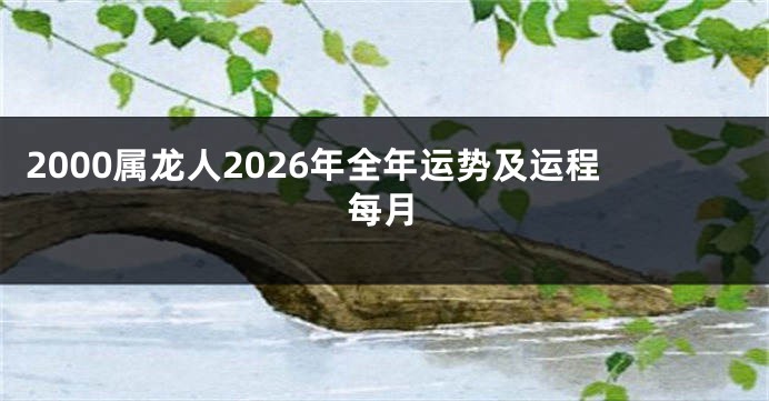 2000属龙人2026年全年运势及运程每月