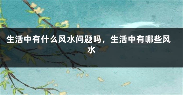 生活中有什么风水问题吗，生活中有哪些风水