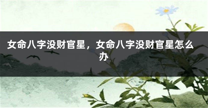 女命八字没财官星，女命八字没财官星怎么办