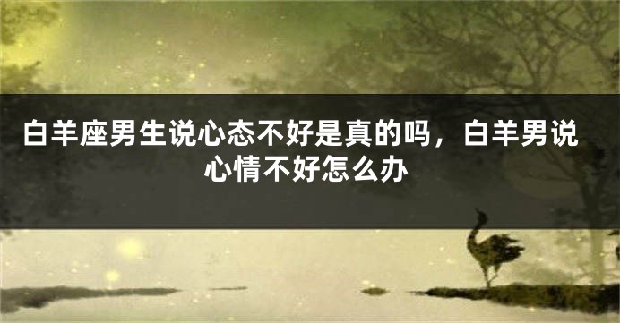 白羊座男生说心态不好是真的吗,白羊男说心情不好怎么办