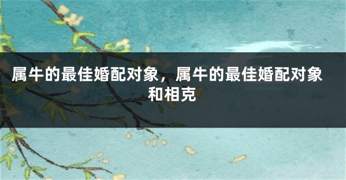 属牛的最佳婚配对象，属牛的最佳婚配对象和相克