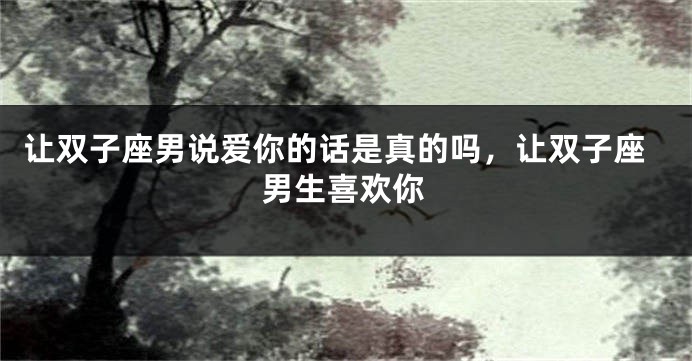 让双子座男说爱你的话是真的吗，让双子座男生喜欢你