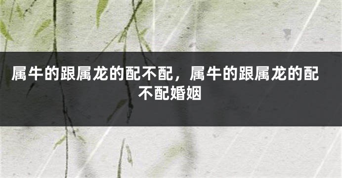 属牛的跟属龙的配不配，属牛的跟属龙的配不配婚姻