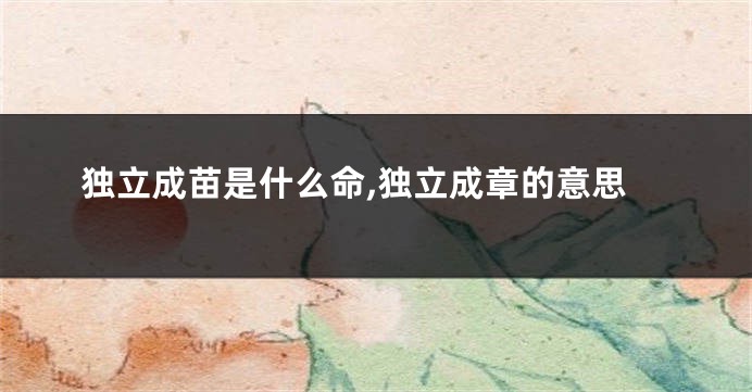 独立成苗是什么命,独立成章的意思