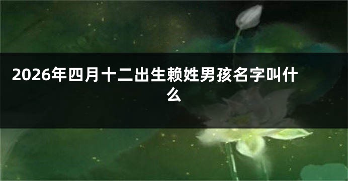 2026年四月十二出生赖姓男孩名字叫什么