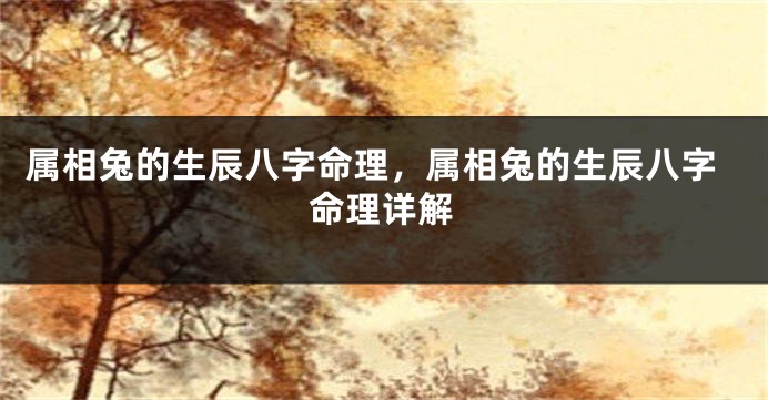 属相兔的生辰八字命理，属相兔的生辰八字命理详解