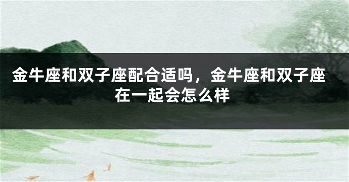 金牛座和双子座配合适吗，金牛座和双子座在一起会怎么样