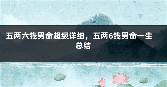 五两六钱男命超级详细,五两6钱男命一生总结