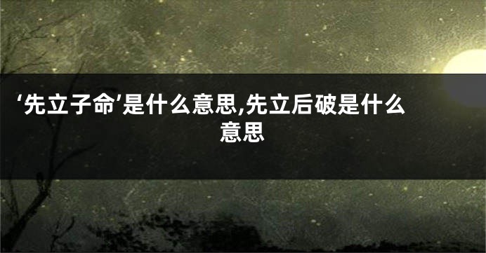 ‘先立子命’是什么意思,先立后破是什么意思
