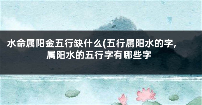 水命属阳金五行缺什么(五行属阳水的字,属阳水的五行字有哪些字