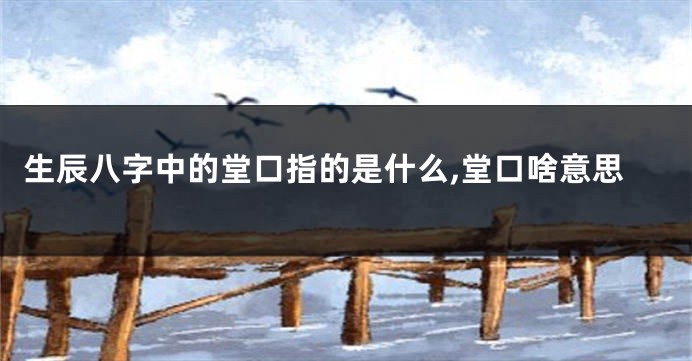 生辰八字中的堂口指的是什么,堂口啥意思