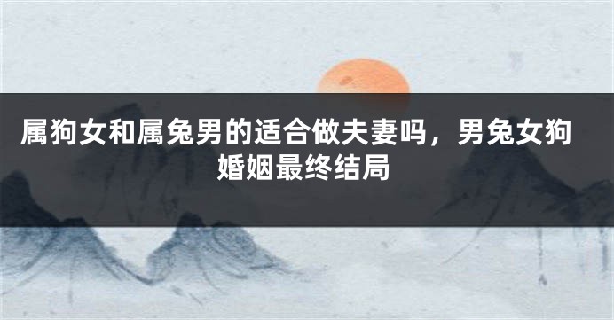 属狗女和属兔男的适合做夫妻吗，男兔女狗婚姻最终结局