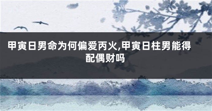 甲寅日男命为何偏爱丙火,甲寅日柱男能得配偶财吗