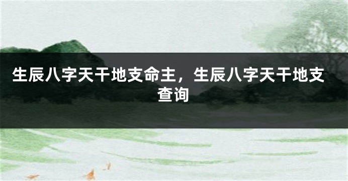 生辰八字天干地支命主，生辰八字天干地支查询