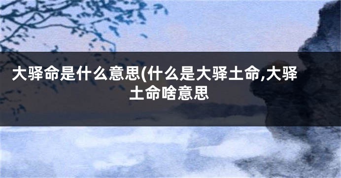 大驿命是什么意思(什么是大驿土命,大驿土命啥意思