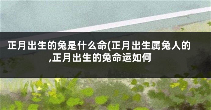 正月出生的兔是什么命(正月出生属兔人的,正月出生的兔命运如何