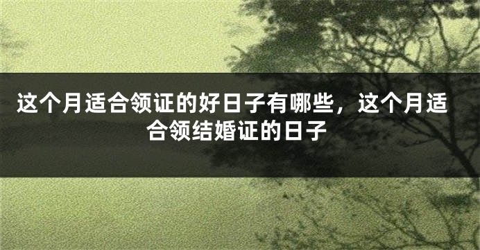 这个月适合领证的好日子有哪些，这个月适合领结婚证的日子