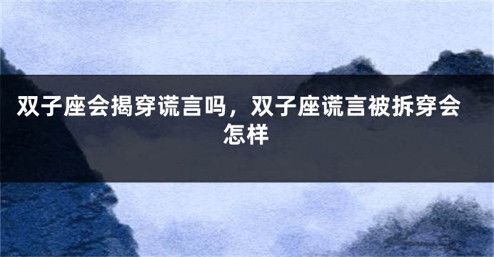 双子座会揭穿谎言吗，双子座谎言被拆穿会怎样