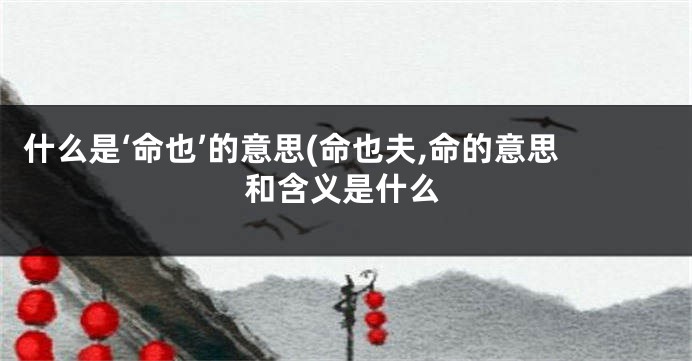 什么是‘命也’的意思(命也夫,命的意思和含义是什么