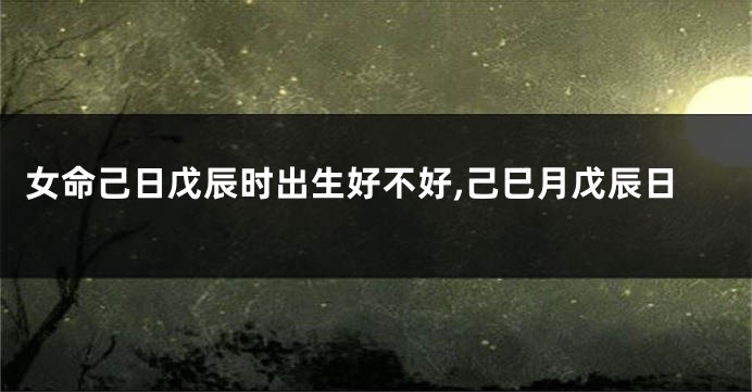 女命己日戊辰时出生好不好,己巳月戊辰日