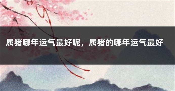 属猪哪年运气最好呢，属猪的哪年运气最好