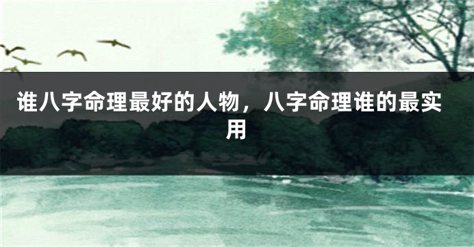 谁八字命理最好的人物，八字命理谁的最实用