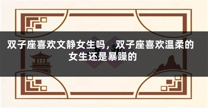 双子座喜欢文静女生吗，双子座喜欢温柔的女生还是暴躁的