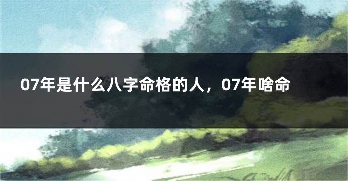 07年是什么八字命格的人，07年啥命