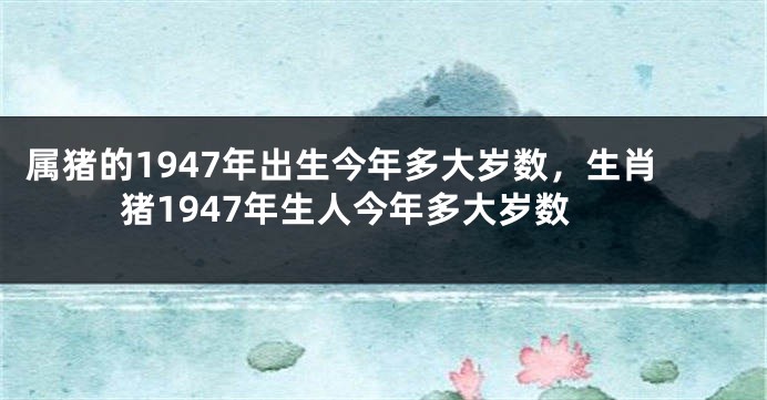 属猪的1947年出生今年多大岁数，生肖猪1947年生人今年多大岁数