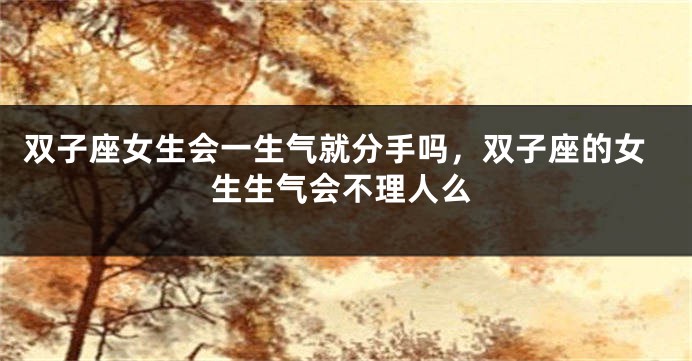 双子座女生会一生气就分手吗,双子座的女生生气会不理人么