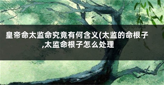 皇帝命太监命究竟有何含义(太监的命根子,太监命根子怎么处理