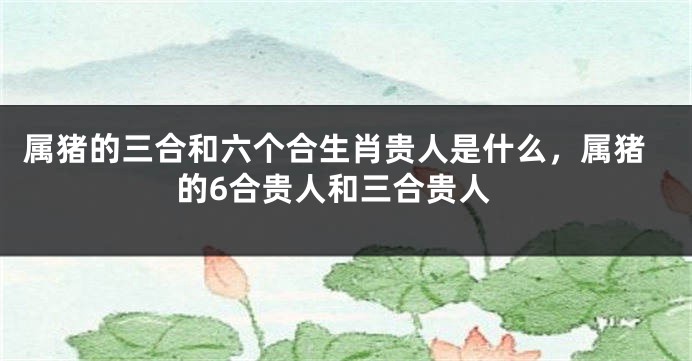 属猪的三合和六个合生肖贵人是什么，属猪的6合贵人和三合贵人