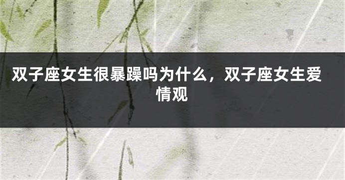双子座女生很暴躁吗为什么,双子座女生爱情观