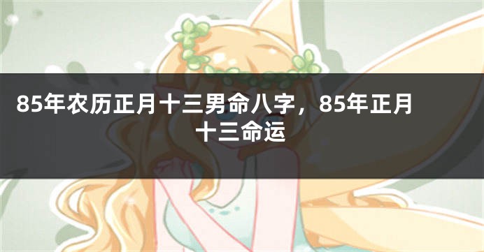 85年农历正月十三男命八字，85年正月十三命运