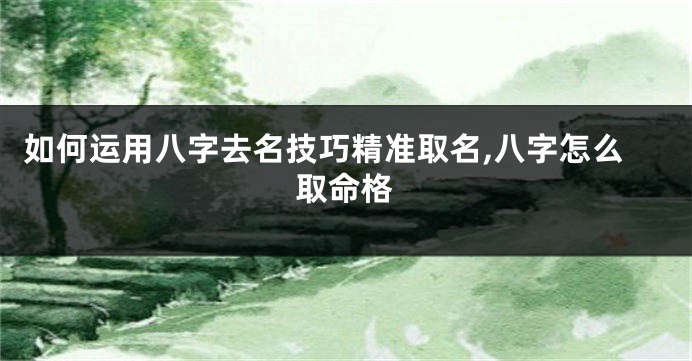 如何运用八字去名技巧精准取名,八字怎么取命格