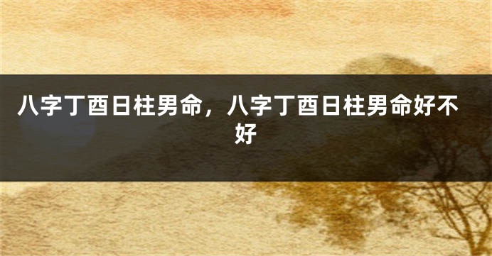 八字丁酉日柱男命，八字丁酉日柱男命好不好