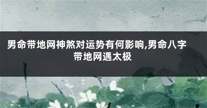 男命带地网神煞对运势有何影响,男命八字带地网遇太极