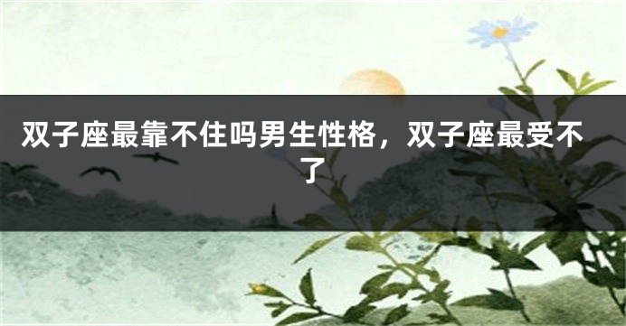 双子座最靠不住吗男生性格，双子座最受不了