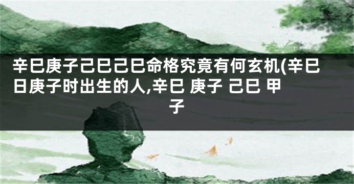辛巳庚子己巳己巳命格究竟有何玄机(辛巳日庚子时出生的人,辛巳 庚子 己巳 甲子