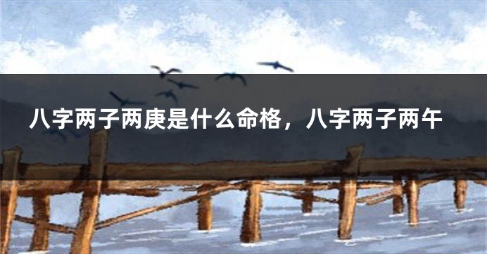 八字两子两庚是什么命格,八字两子两午